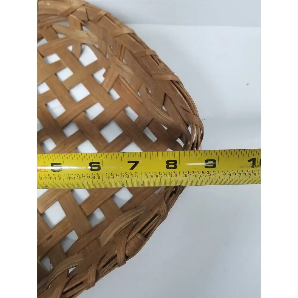 Vintage Hand Woven Wooden Slint Heart Shaped Basket Country Cottage Core